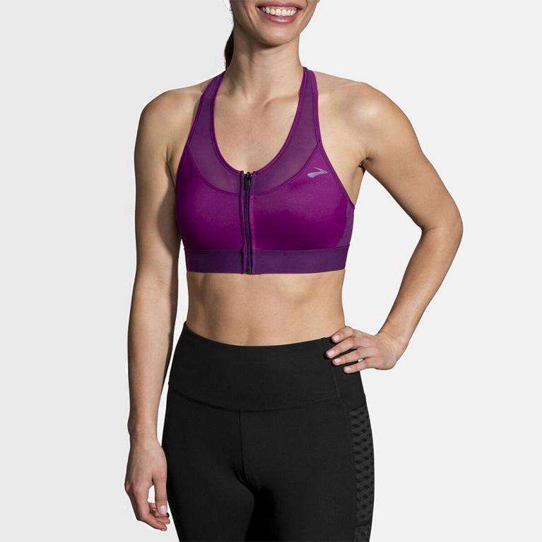 Brooks Fastforward Zip - Run Bra Mujer - Moradas (YD8730592)